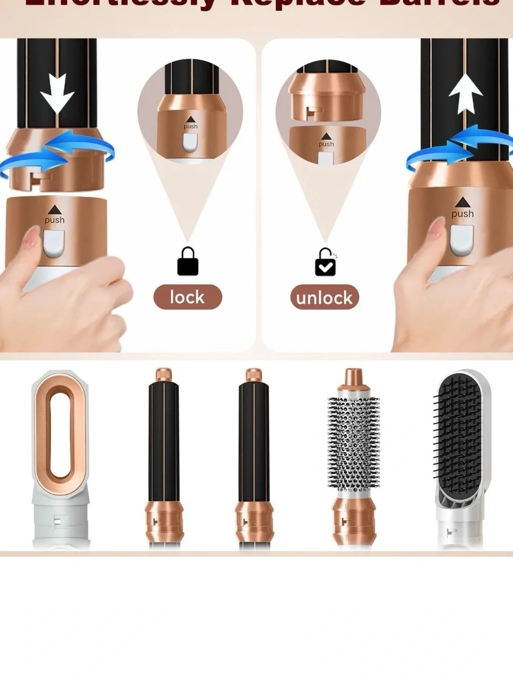 5 in 1 hair dryer brush set hot air brush curling wands